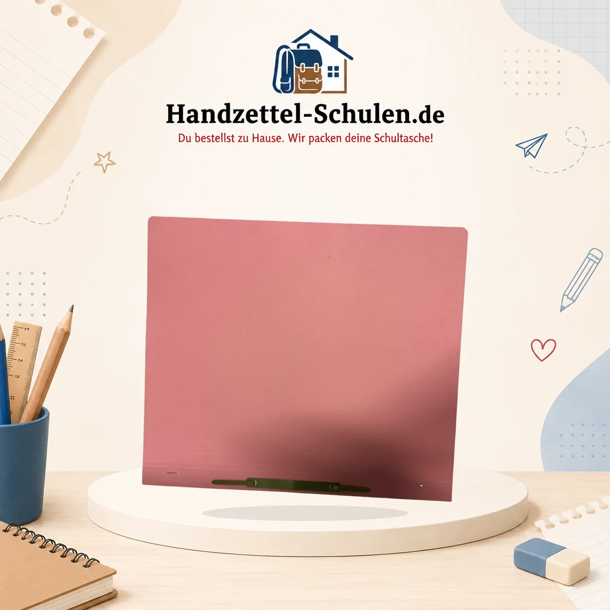 Schnellhefter rosa Karton A4 als Schulmaterial für Schule und Unterricht