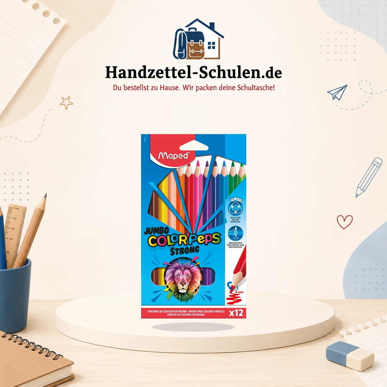 Jumbo Colorpeps 12er Pack als Schulmaterial für Schule und Unterricht