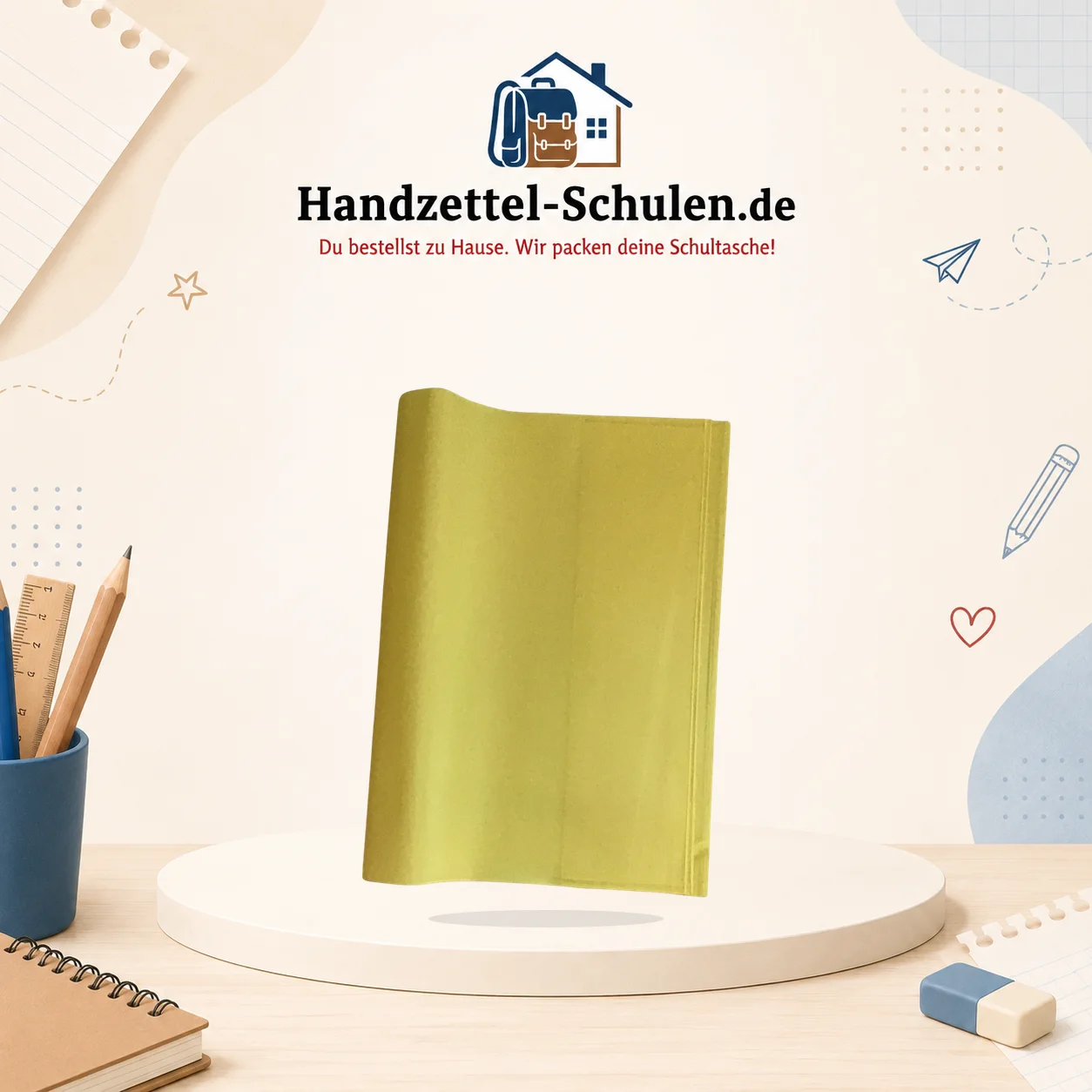 Umschlag A5 gelb gedeckt als Schulmaterial für Schule und Unterricht