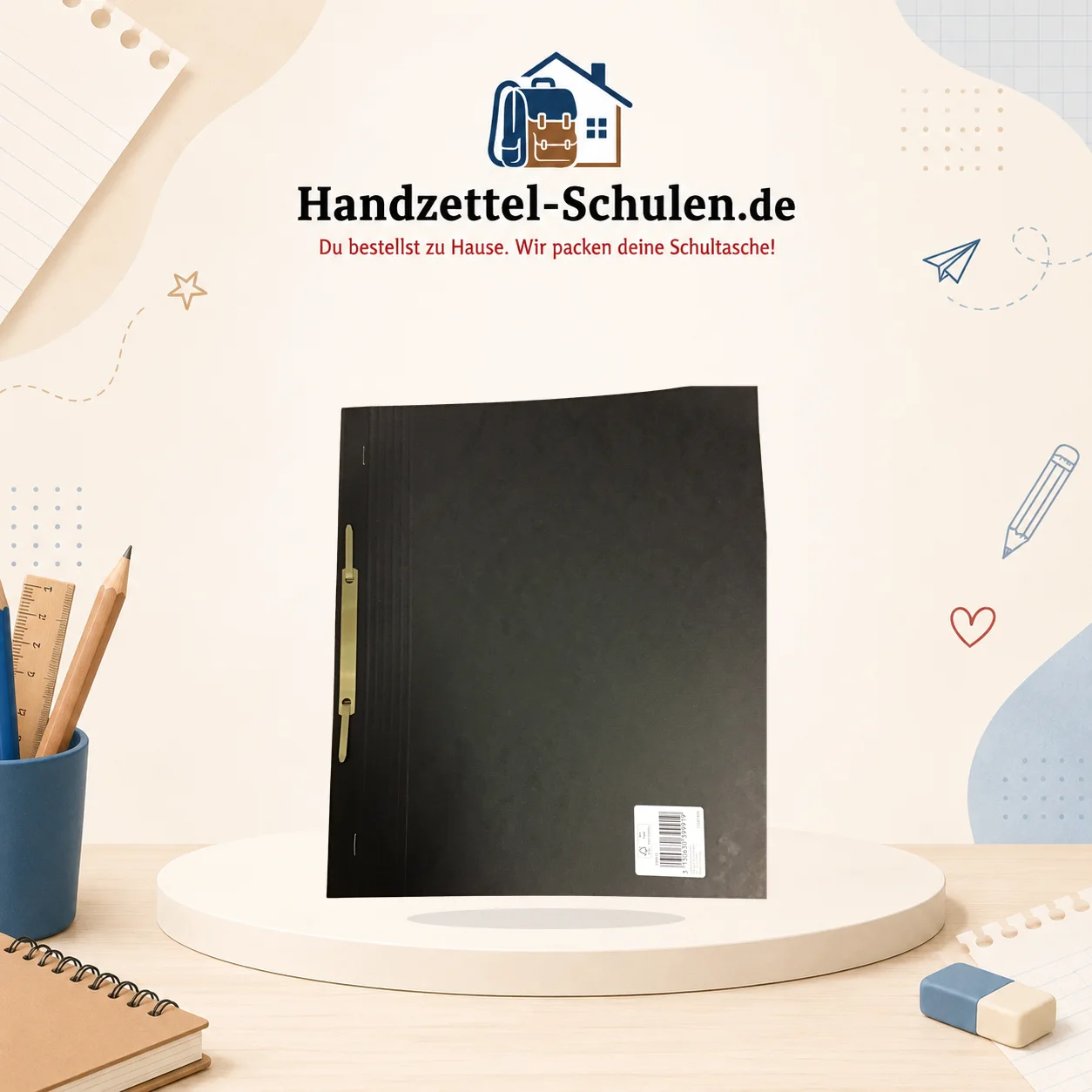 Schnellhefter schwarz Karton A4 als Schulmaterial für Schule und Unterricht