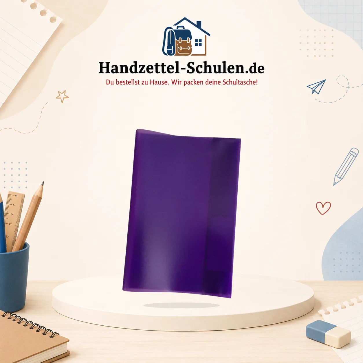 Umschlag A5 lila als Schulmaterial für Schule und Unterricht