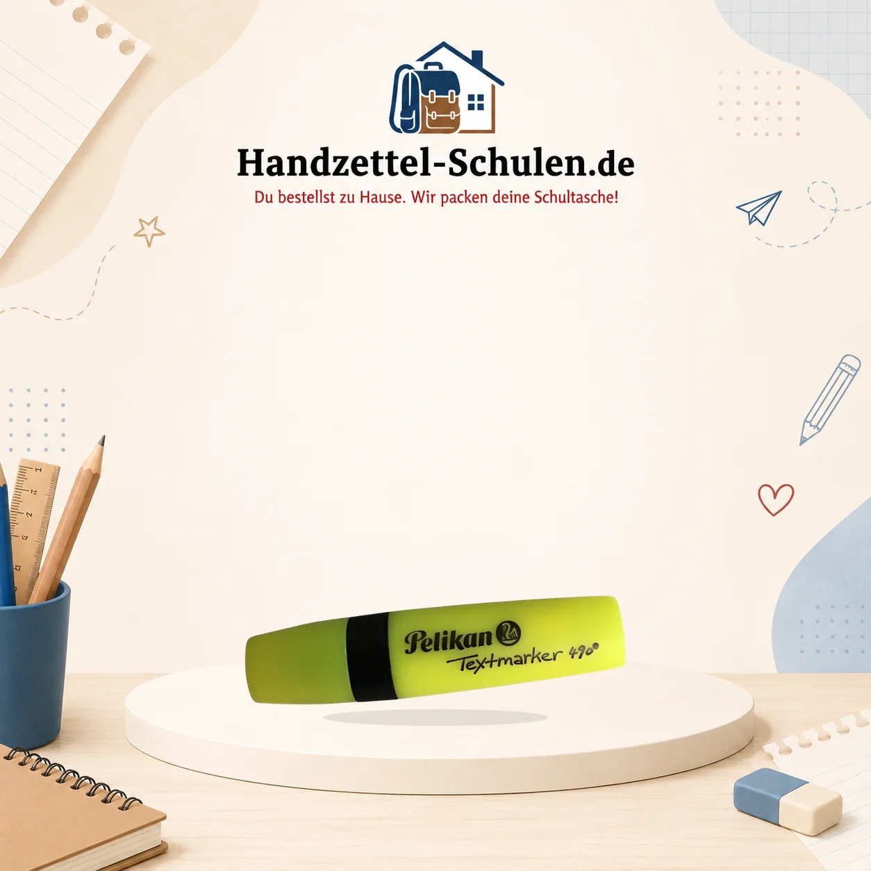 Textmarker Gelb als Schulmaterial für Schule und Unterricht