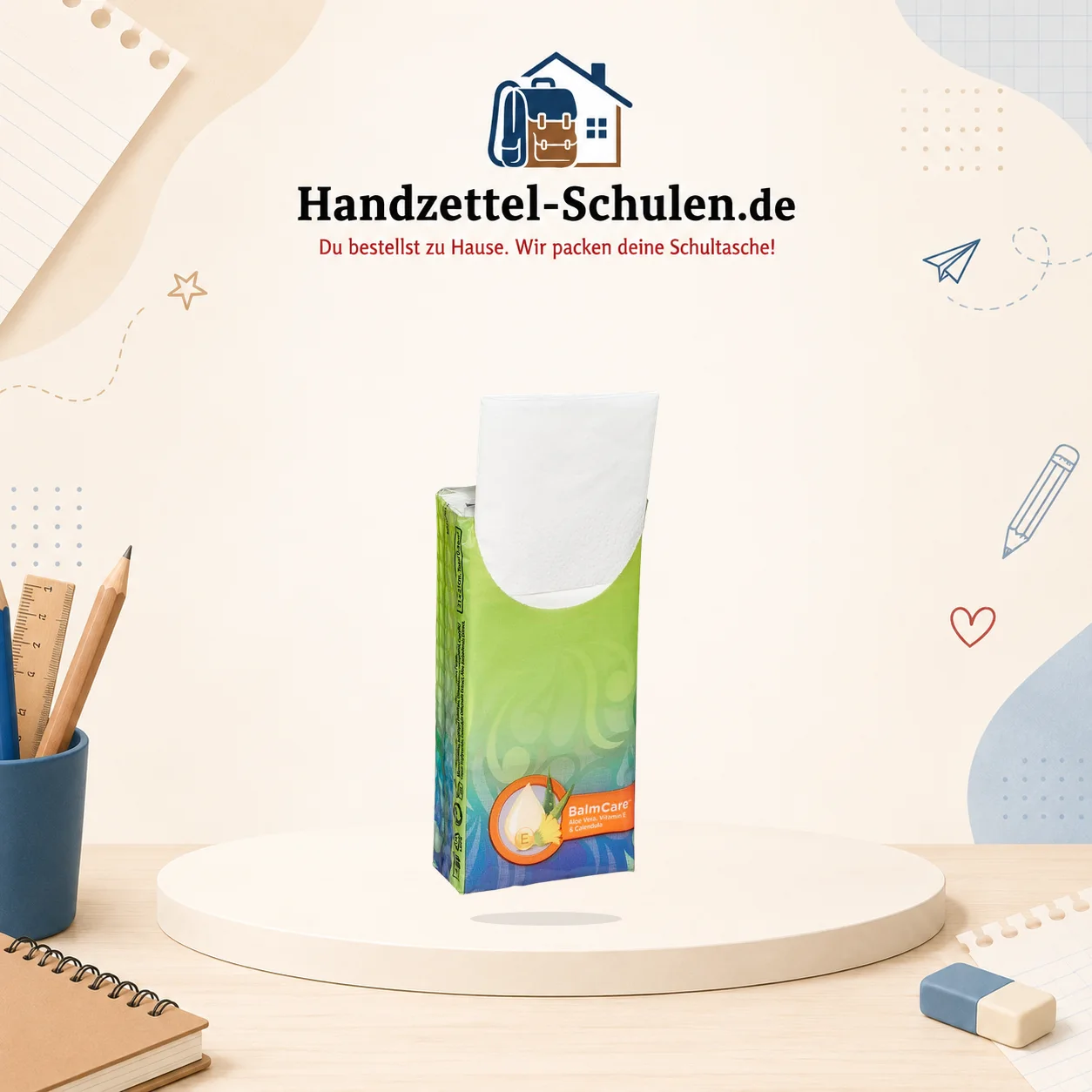 Papier-Taschentücher weiß als Schulmaterial für Schule und Unterricht