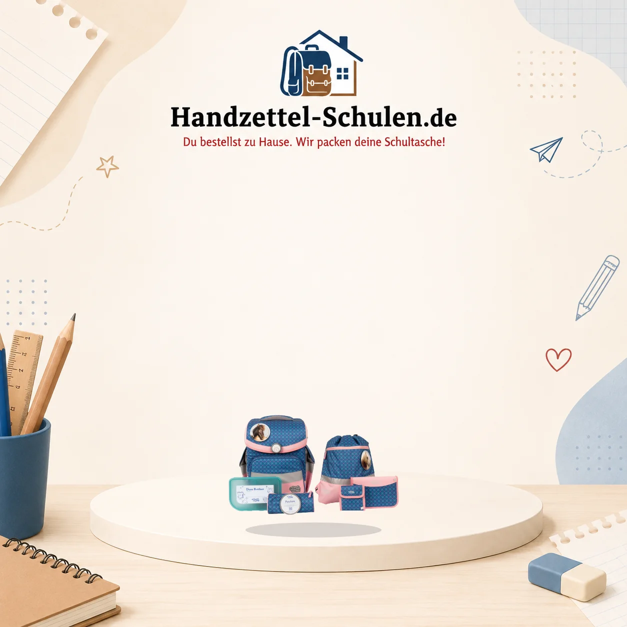 Schulranzenset School-mood Pferd AKTION! 7 teilig Pink Timeless Air+3822 Mila als Schulmaterial für Schule und Unterricht