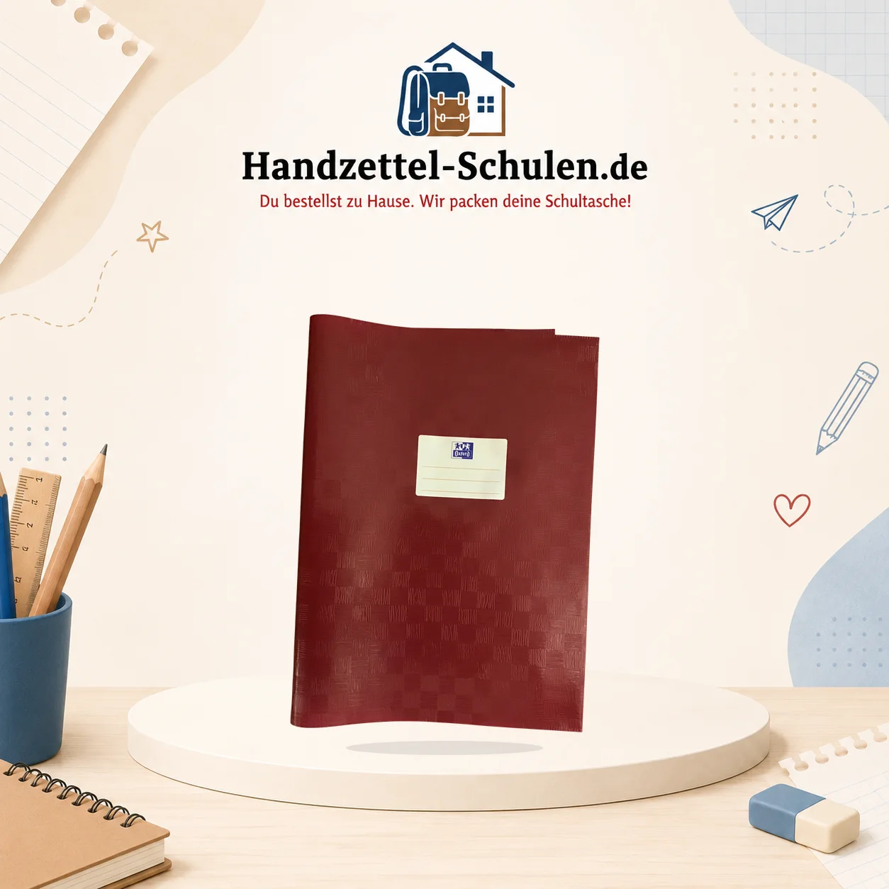Umschlag A4 rot gedeckt als Schulmaterial für Schule und Unterricht