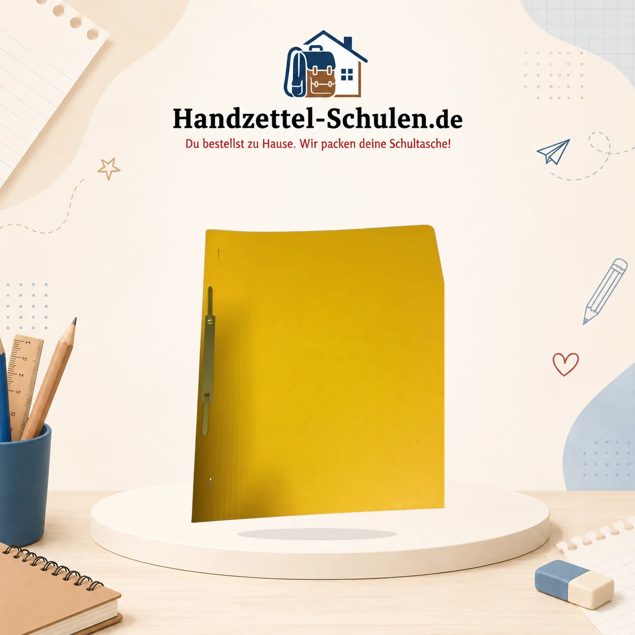 Schnellhefter gelb Karton als Schulmaterial für Schule und Unterricht