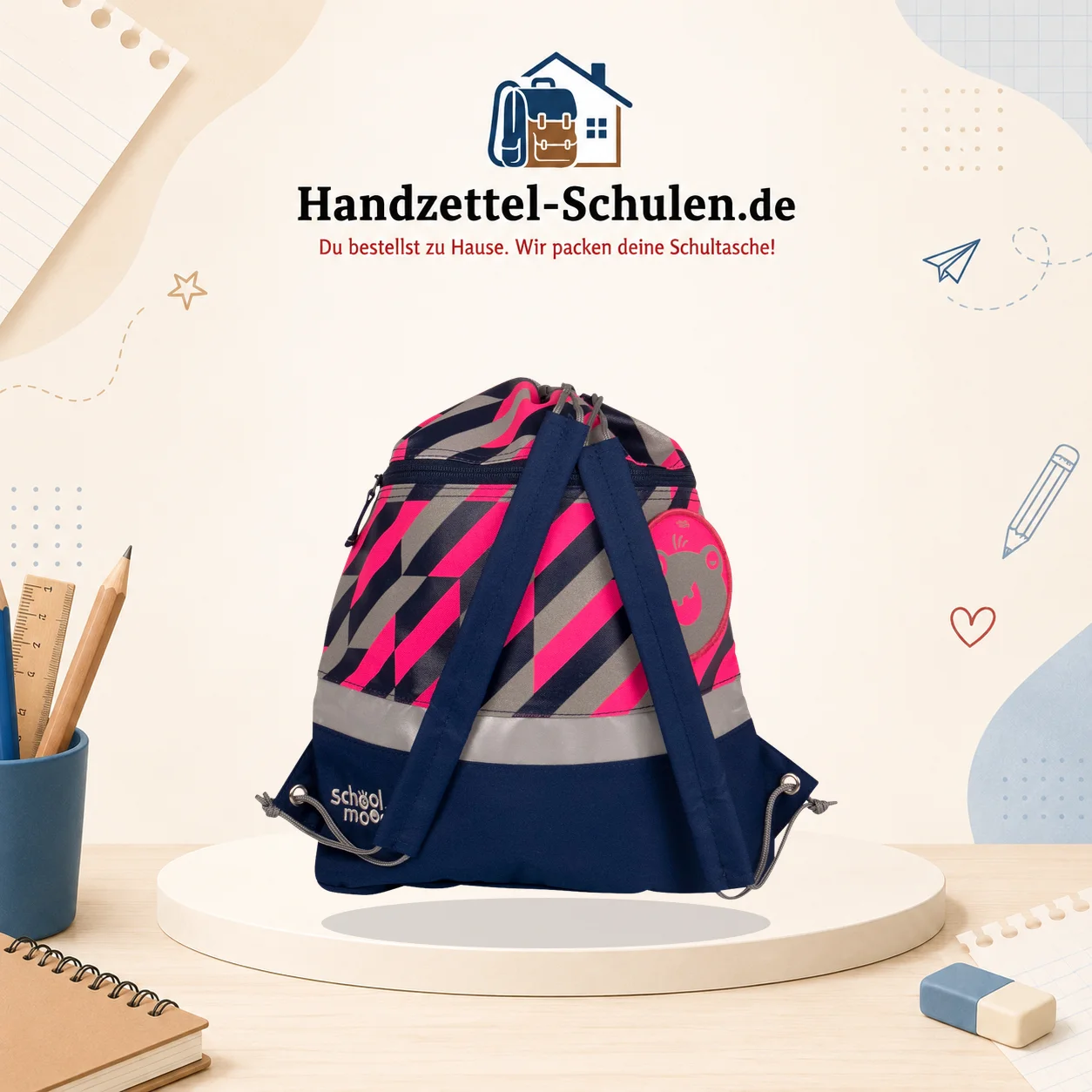 Sportbeutel Neonpink als Schulmaterial für Schule und Unterricht