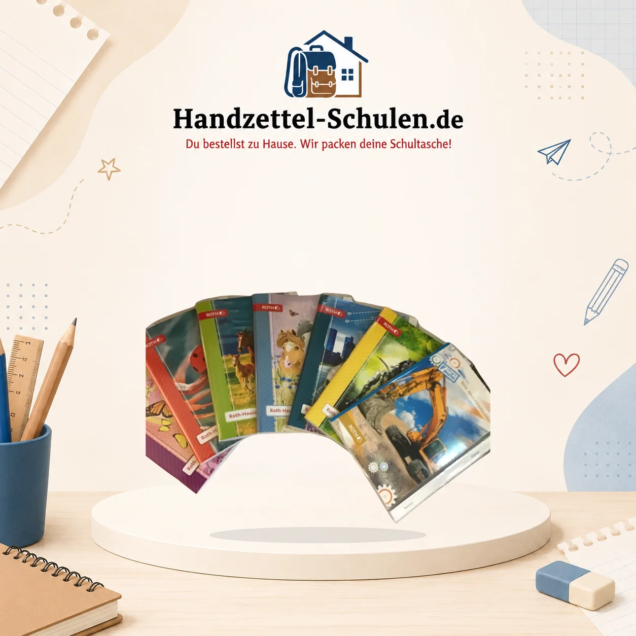 Hausaufgaben Heft Grundschule A5 Verschiedene Motive als Schulmaterial für Schule und Unterricht