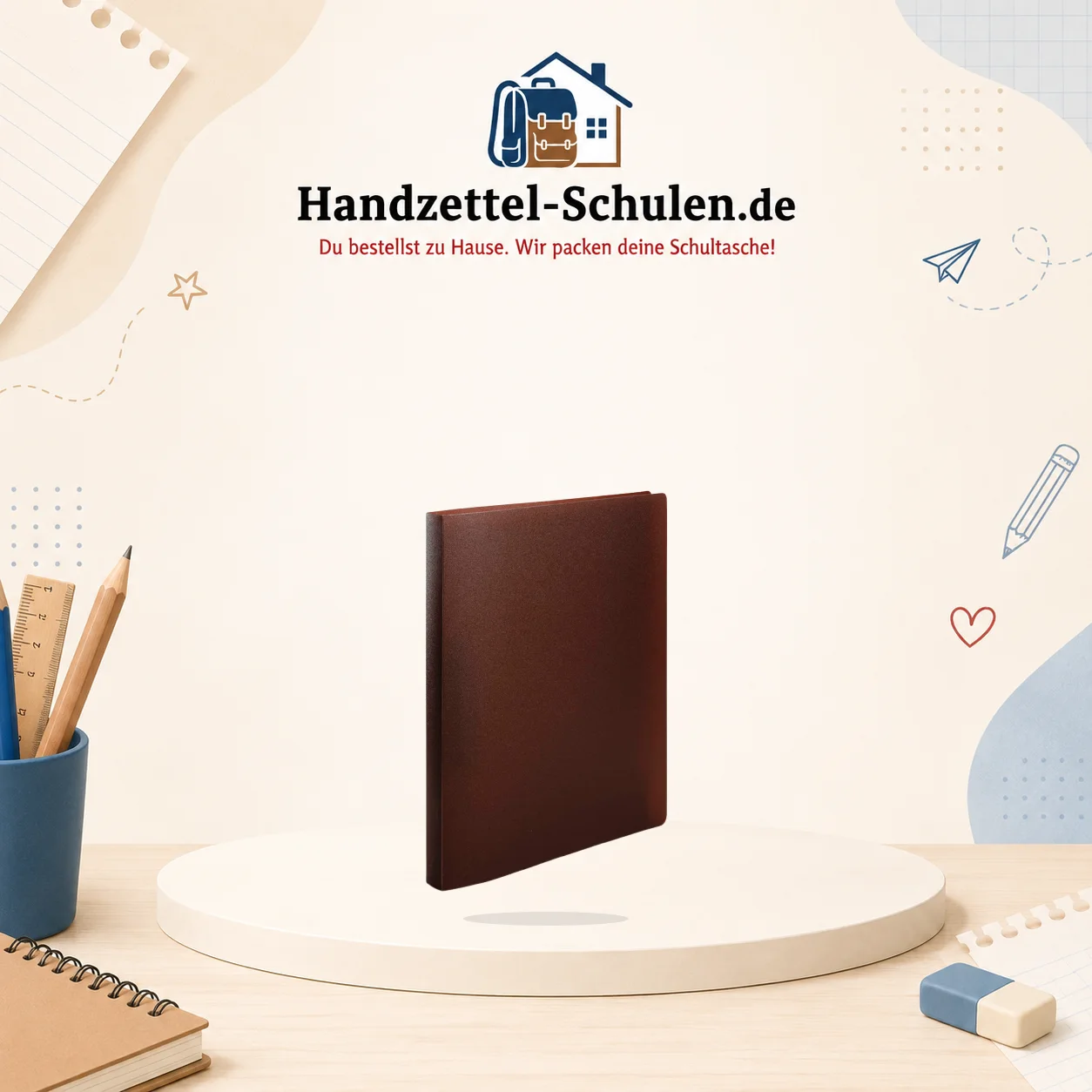 Ringhefter braun breit inkl.Niederhalter A4 als Schulmaterial für Schule und Unterricht