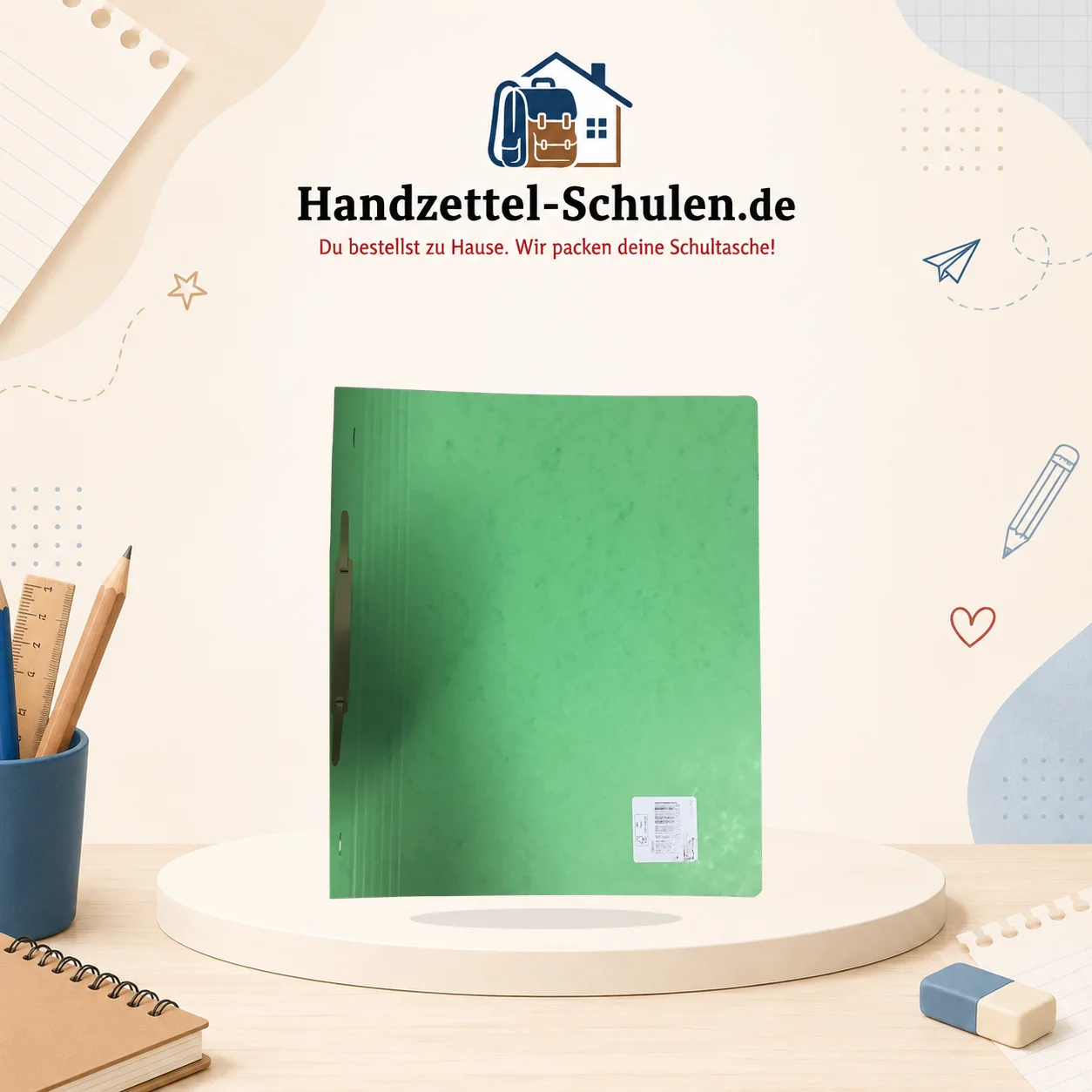 Schnellhefter hellgrün Karton A4 als Schulmaterial für Schule und Unterricht