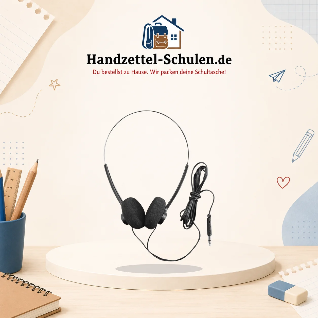 Kopfhörer mit Klinkenstecker schwarz als Schulmaterial für Schule und Unterricht
