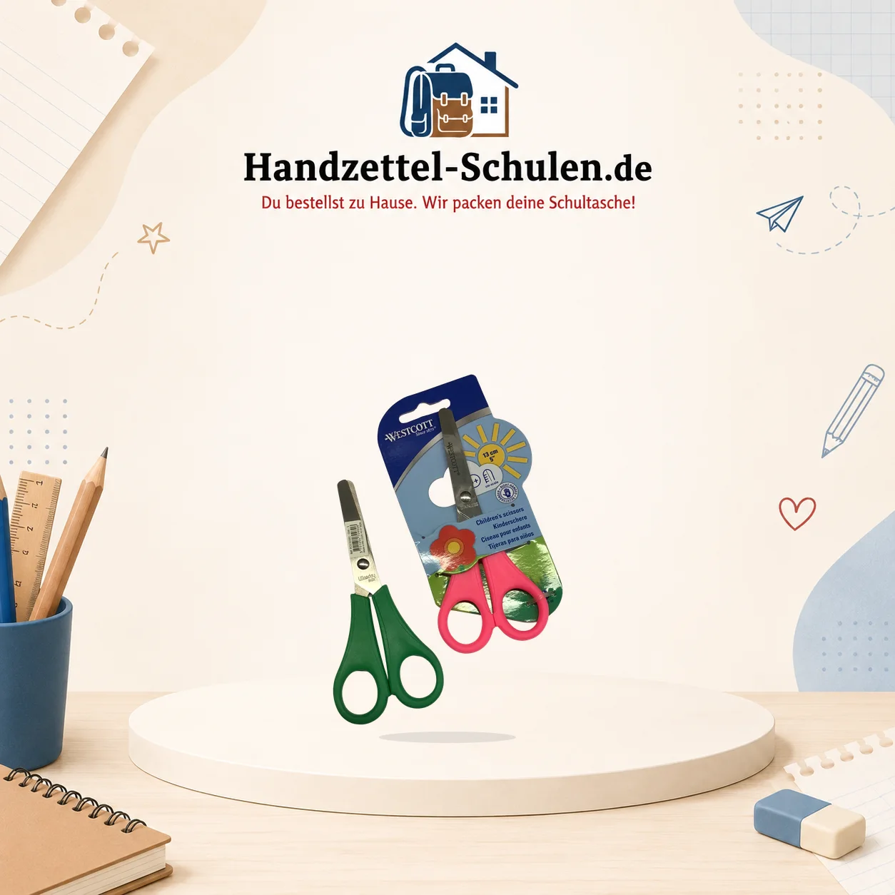 Bastelschere abgerundet als Schulmaterial für Schule und Unterricht