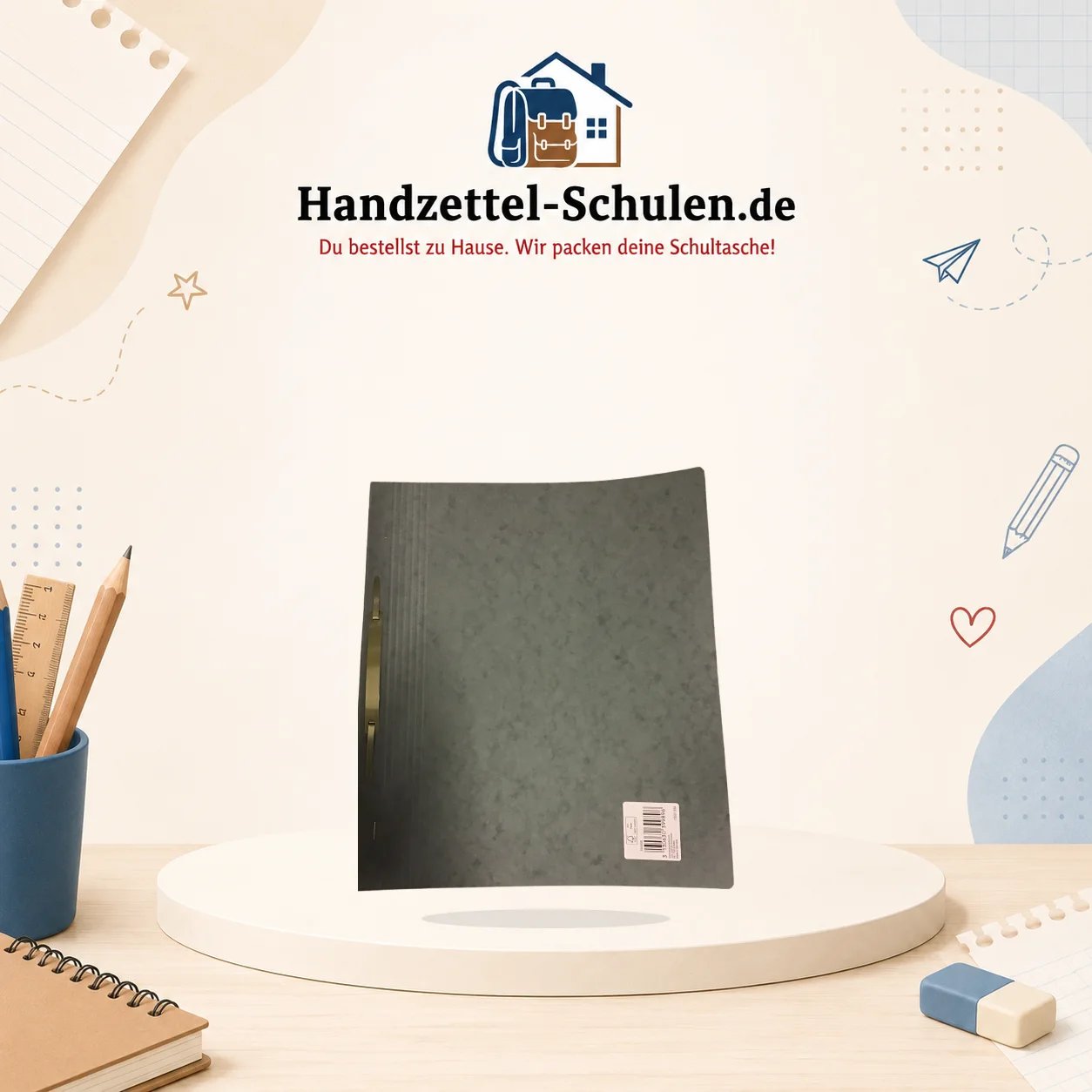 Schnellhefter grau Karton A4 als Schulmaterial für Schule und Unterricht
