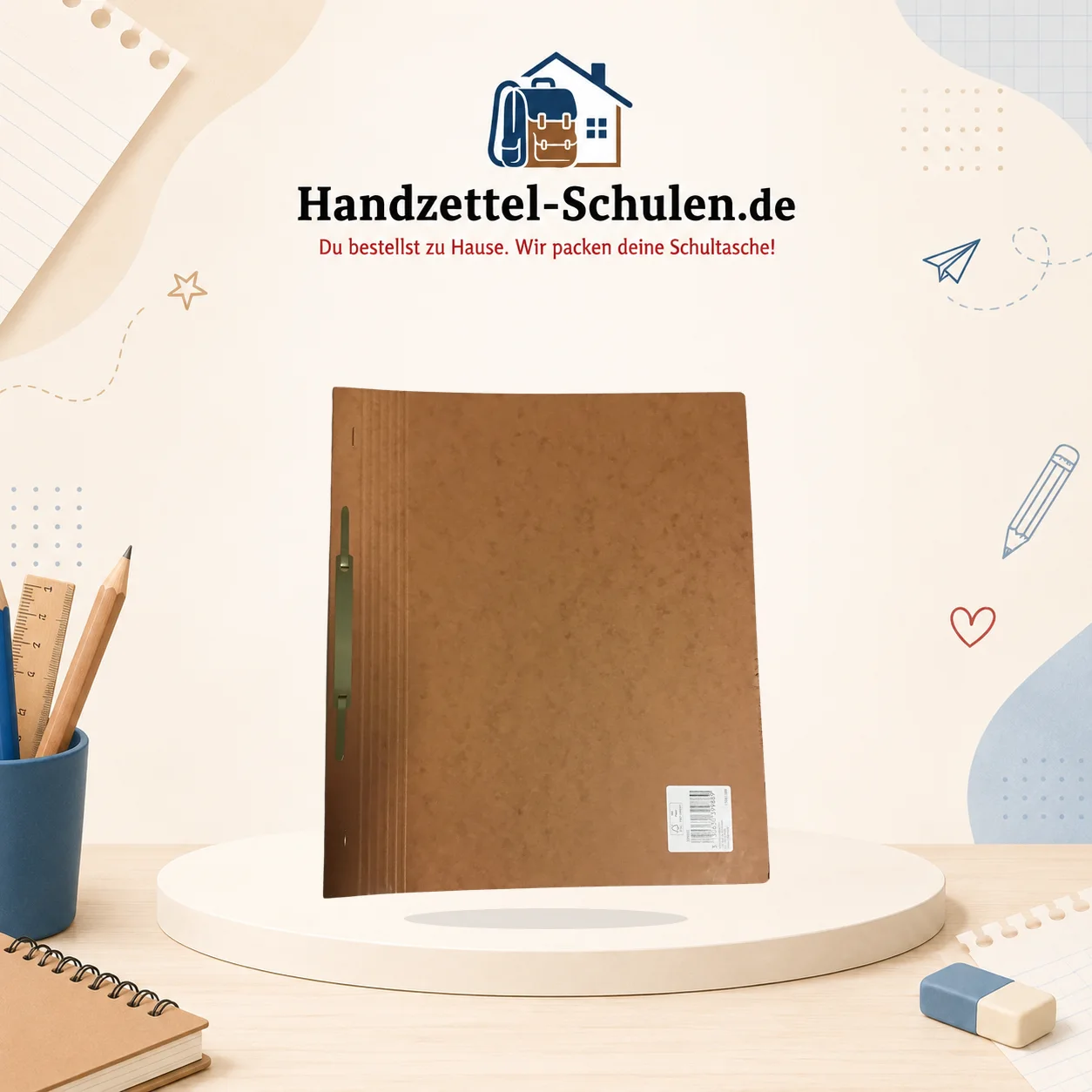 Schnellhefter braun Karton A4 als Schulmaterial für Schule und Unterricht