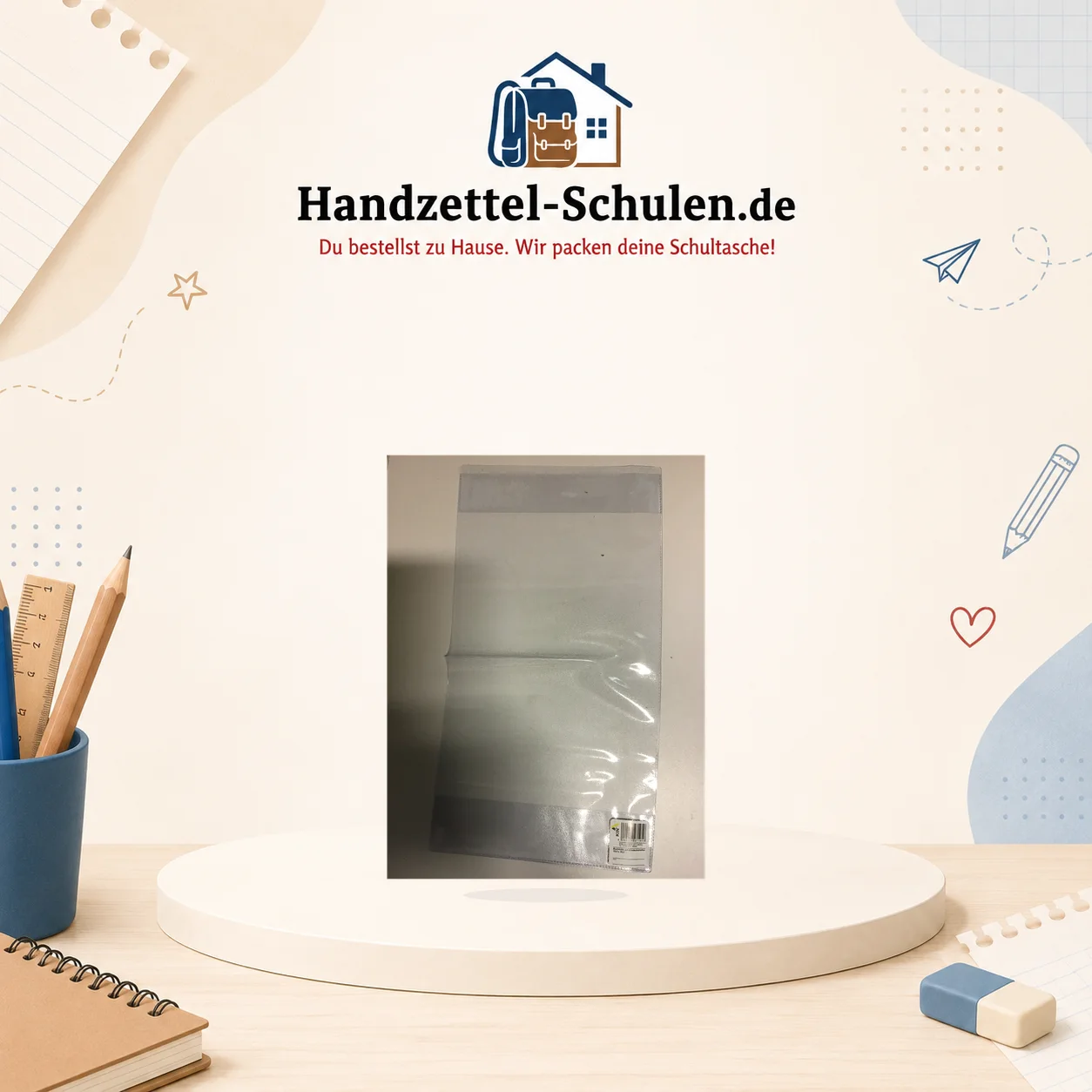 Buchumschlag Transparent 380 x 195 mm als Schulmaterial für Schule und Unterricht