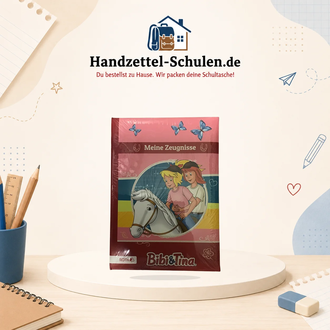 Zeugnis Mappe rosa A4 als Schulmaterial für Schule und Unterricht