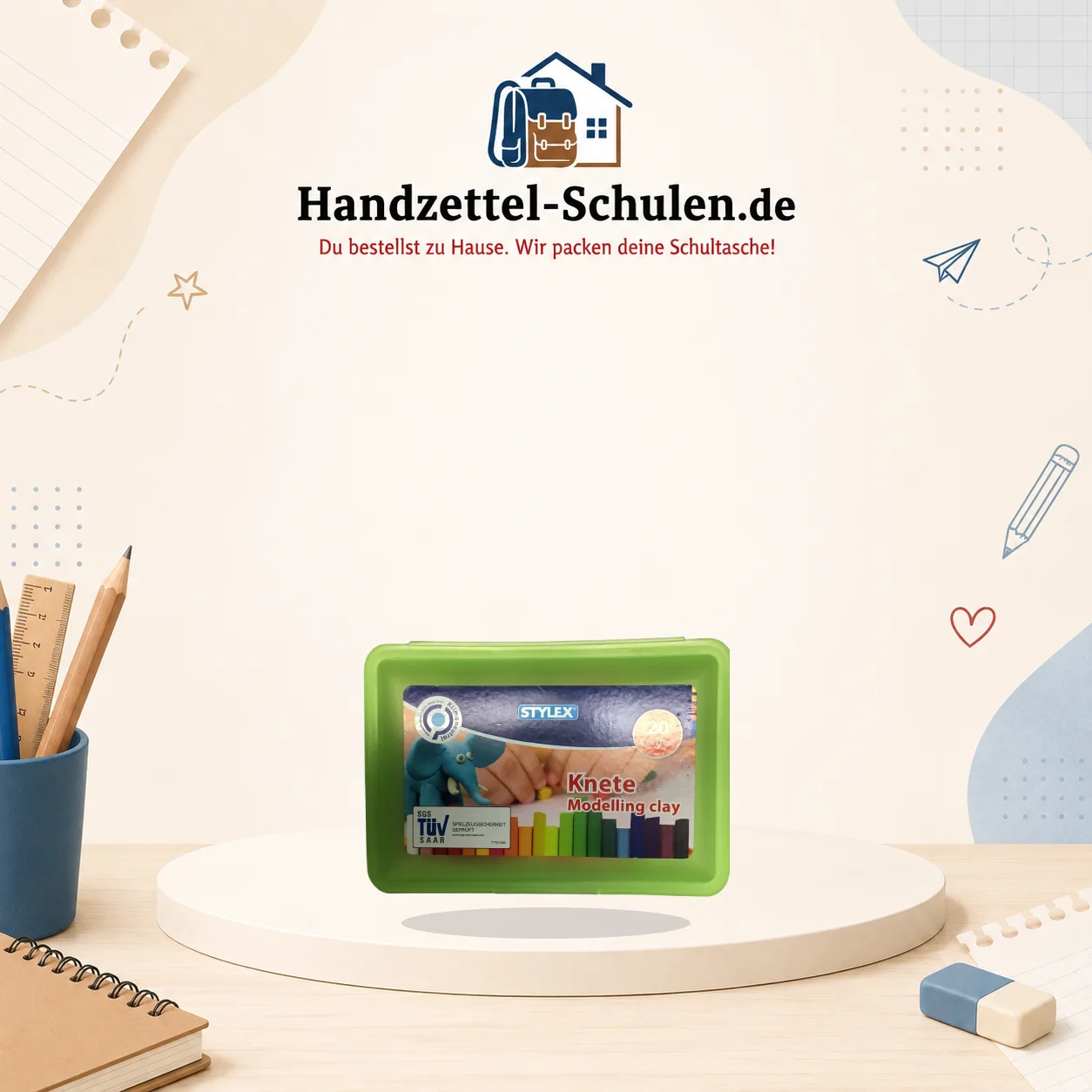 Knete 20 Farben als Schulmaterial für Schule und Unterricht