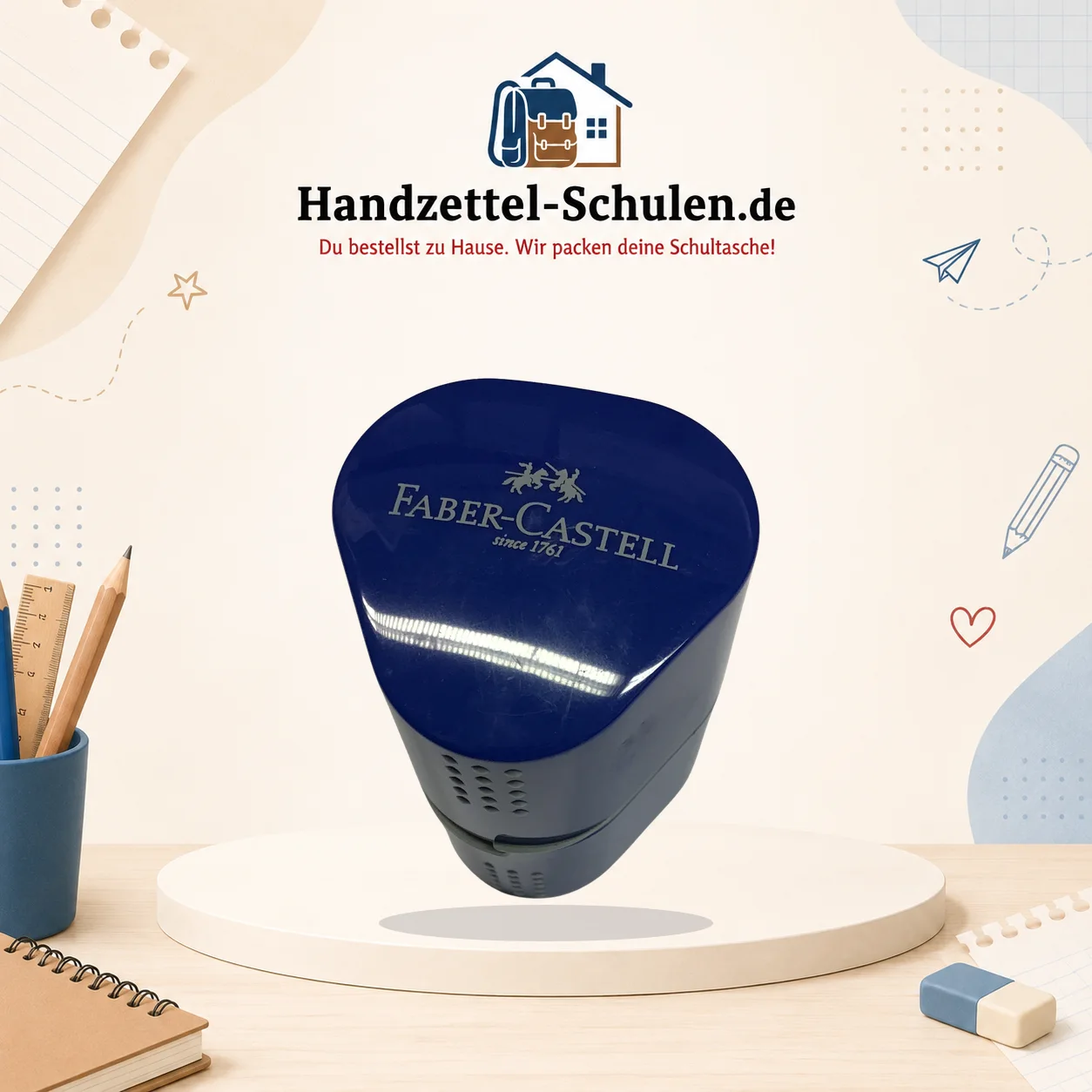 Spitzerdose Rot, blau als Schulmaterial für Schule und Unterricht