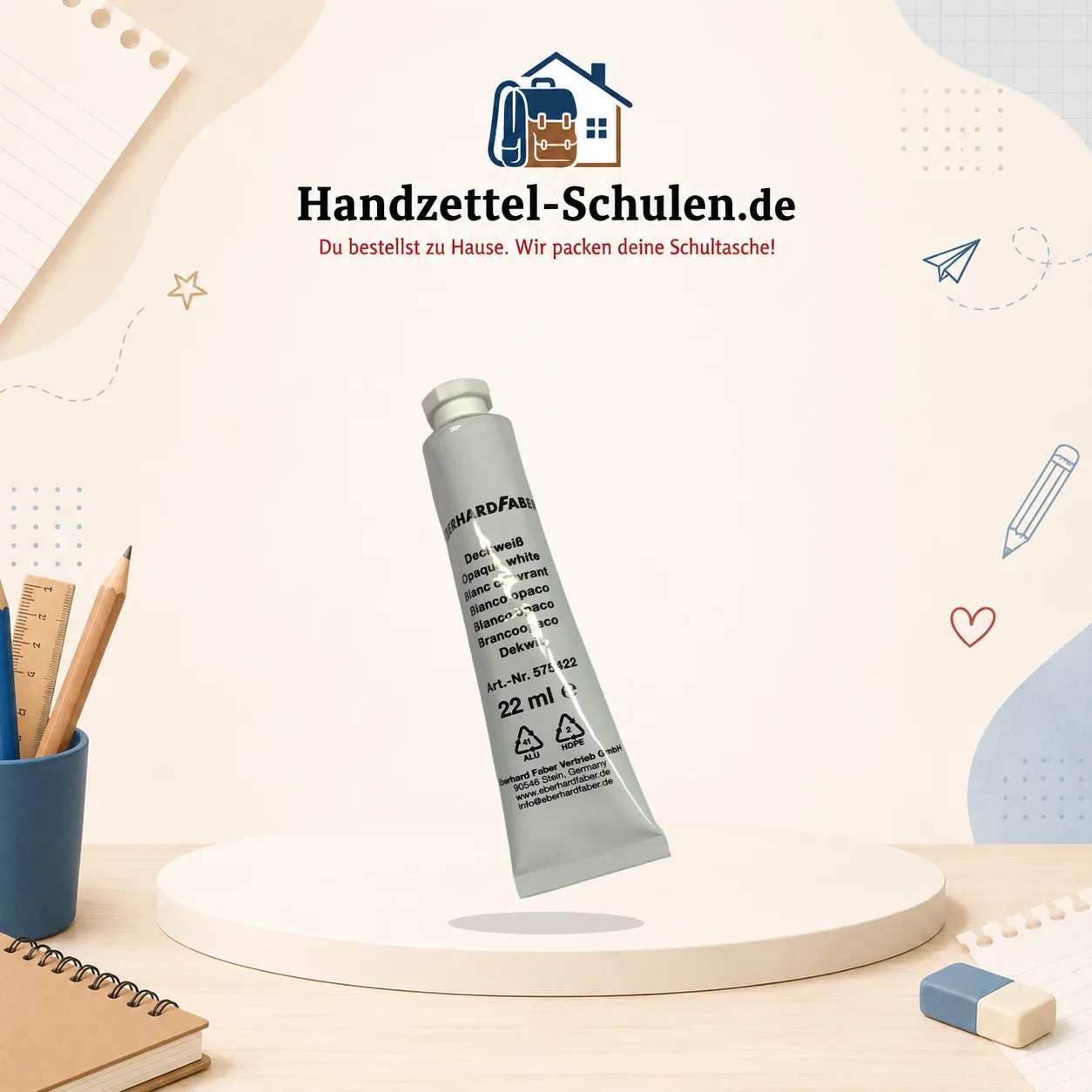 Deckweiß 22 ml Weiß als Schulmaterial für Schule und Unterricht