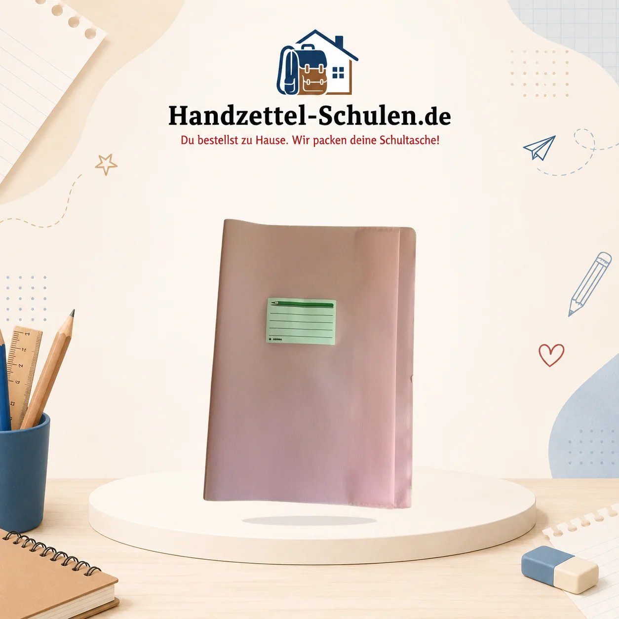 Umschlag A4 rosa gedeckt als Schulmaterial für Schule und Unterricht