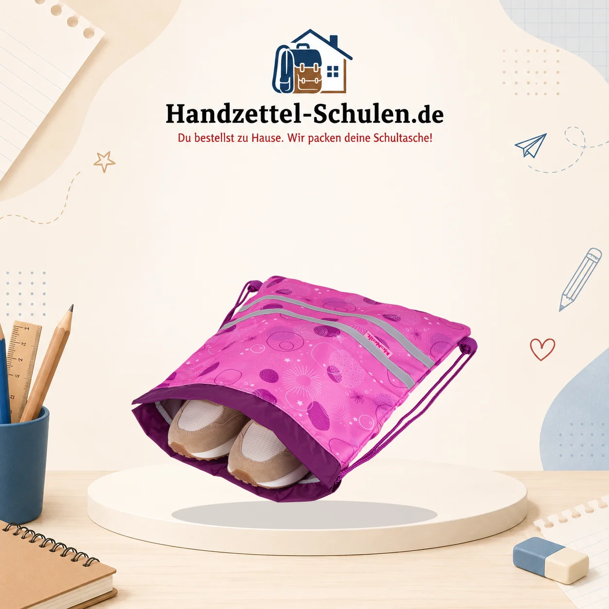 Sportbeutel Pinky pink als Schulmaterial für Schule und Unterricht