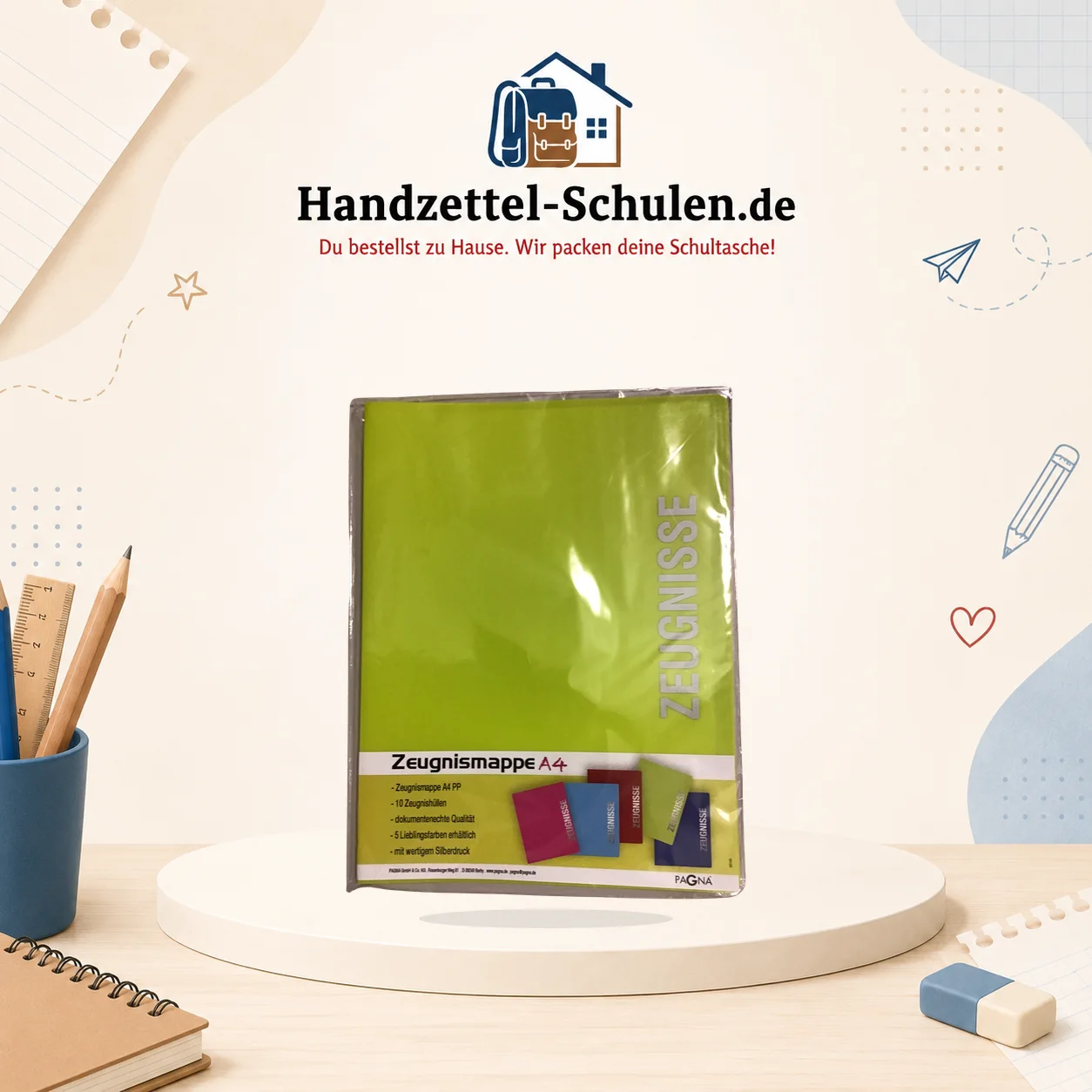 Zeugnismappe neongelb A4 als Schulmaterial für Schule und Unterricht