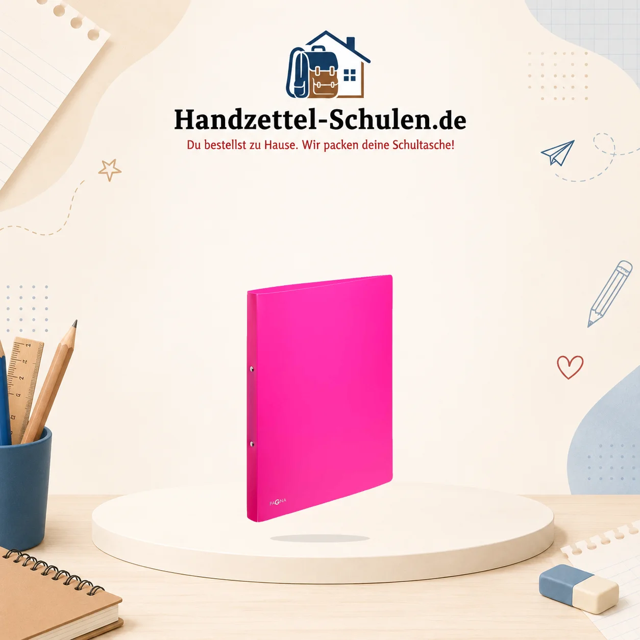 Ringhefter pink schmal inkl.Niederhalter A4 als Schulmaterial für Schule und Unterricht