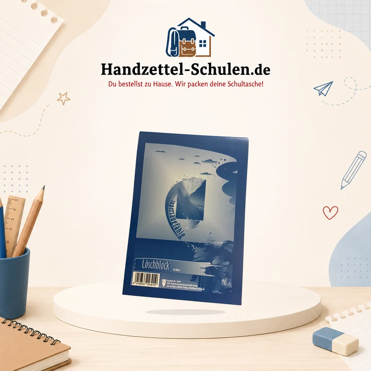 Löschblattblock A5 als Schulmaterial für Schule und Unterricht