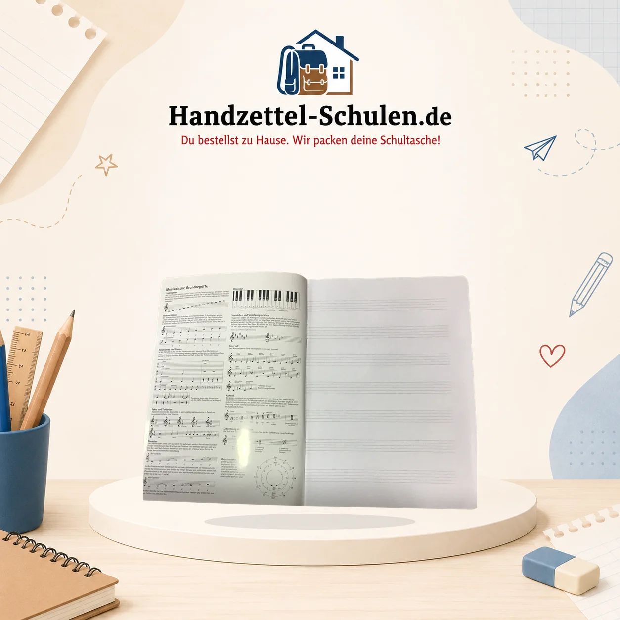 Notenheft A5 Lineatur 14 als Schulmaterial für Schule und Unterricht