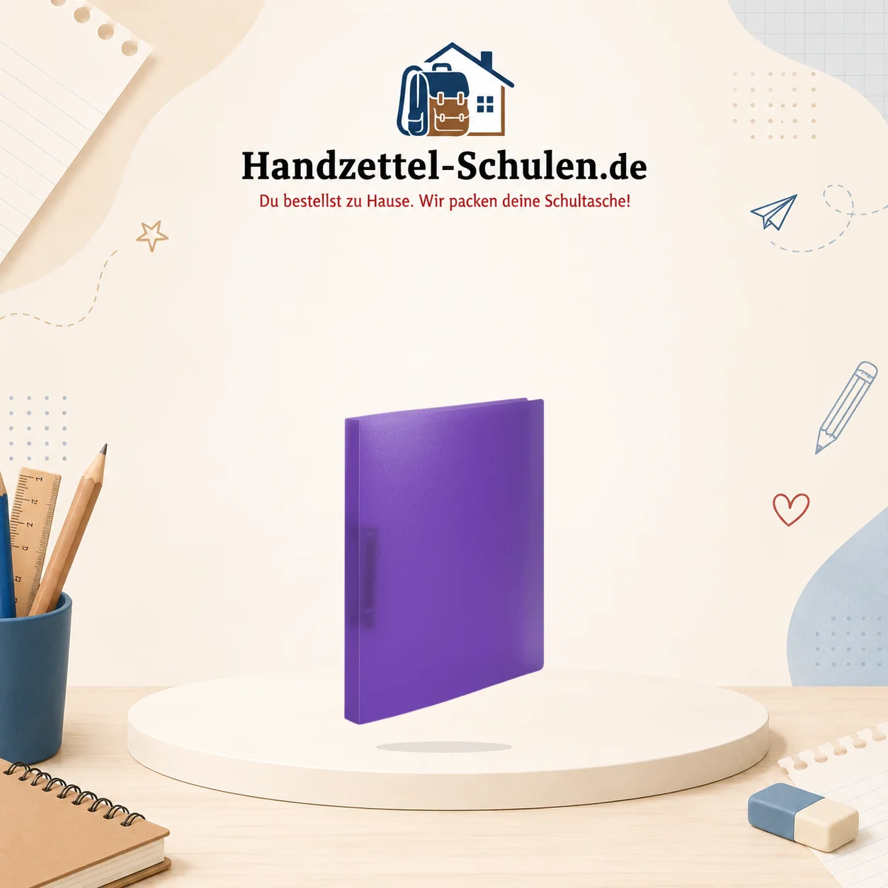 Ringhefter- lila- schmal inkl.Niederhalter A4 als Schulmaterial für Schule und Unterricht