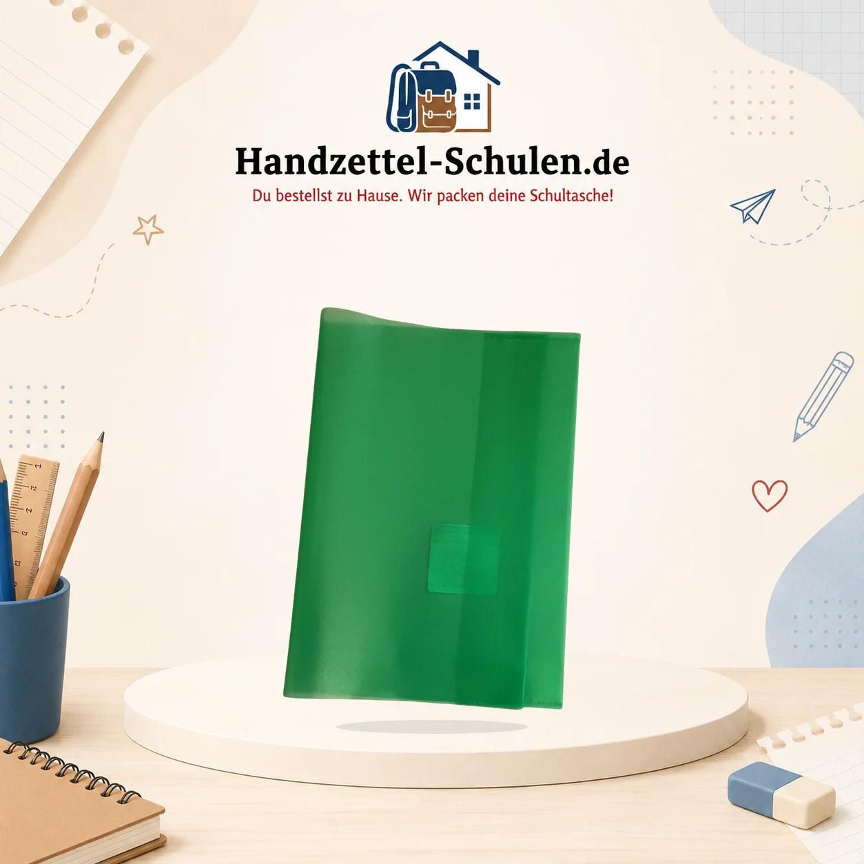 Umschlag A5 grün als Schulmaterial für Schule und Unterricht