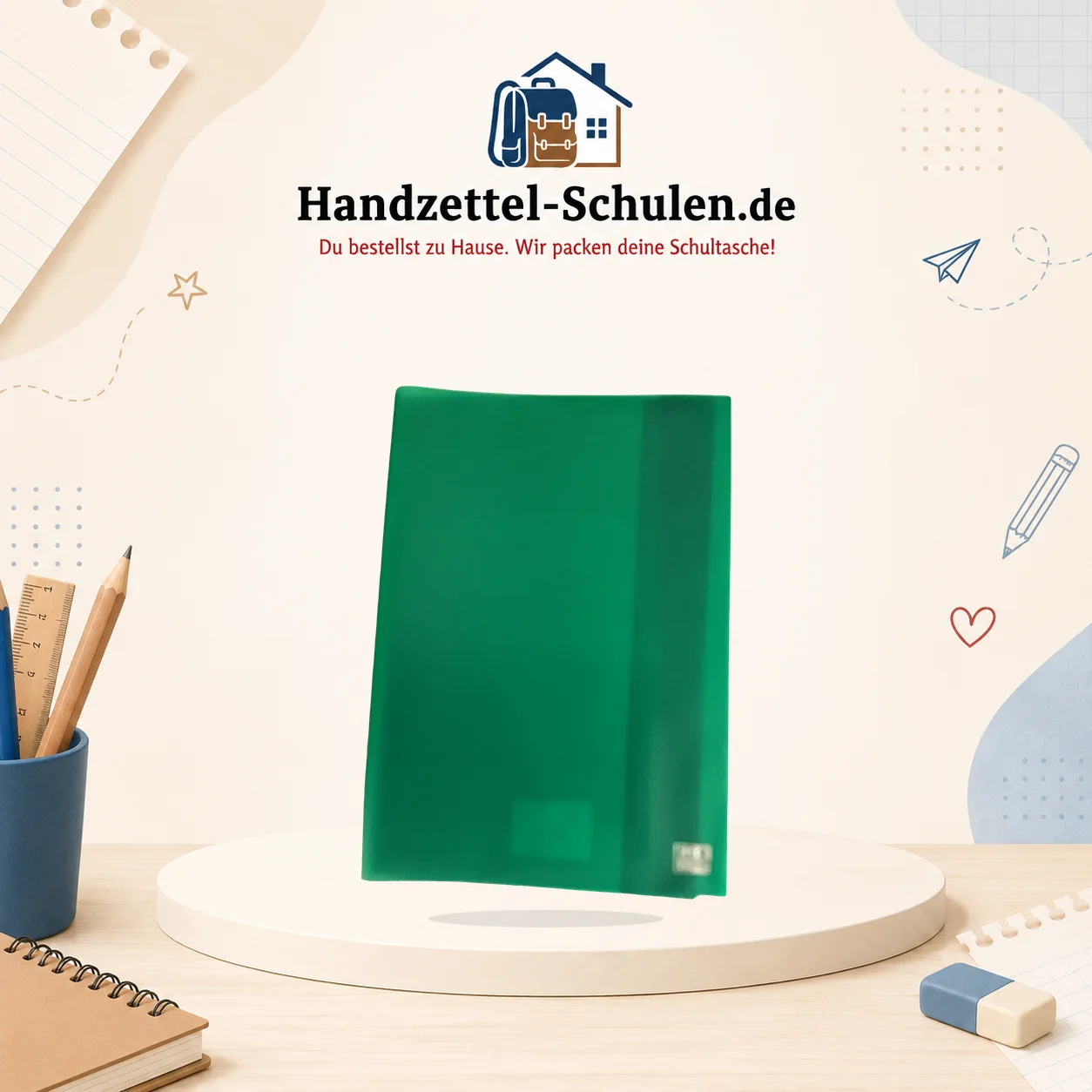 Umschlag A4 grün als Schulmaterial für Schule und Unterricht
