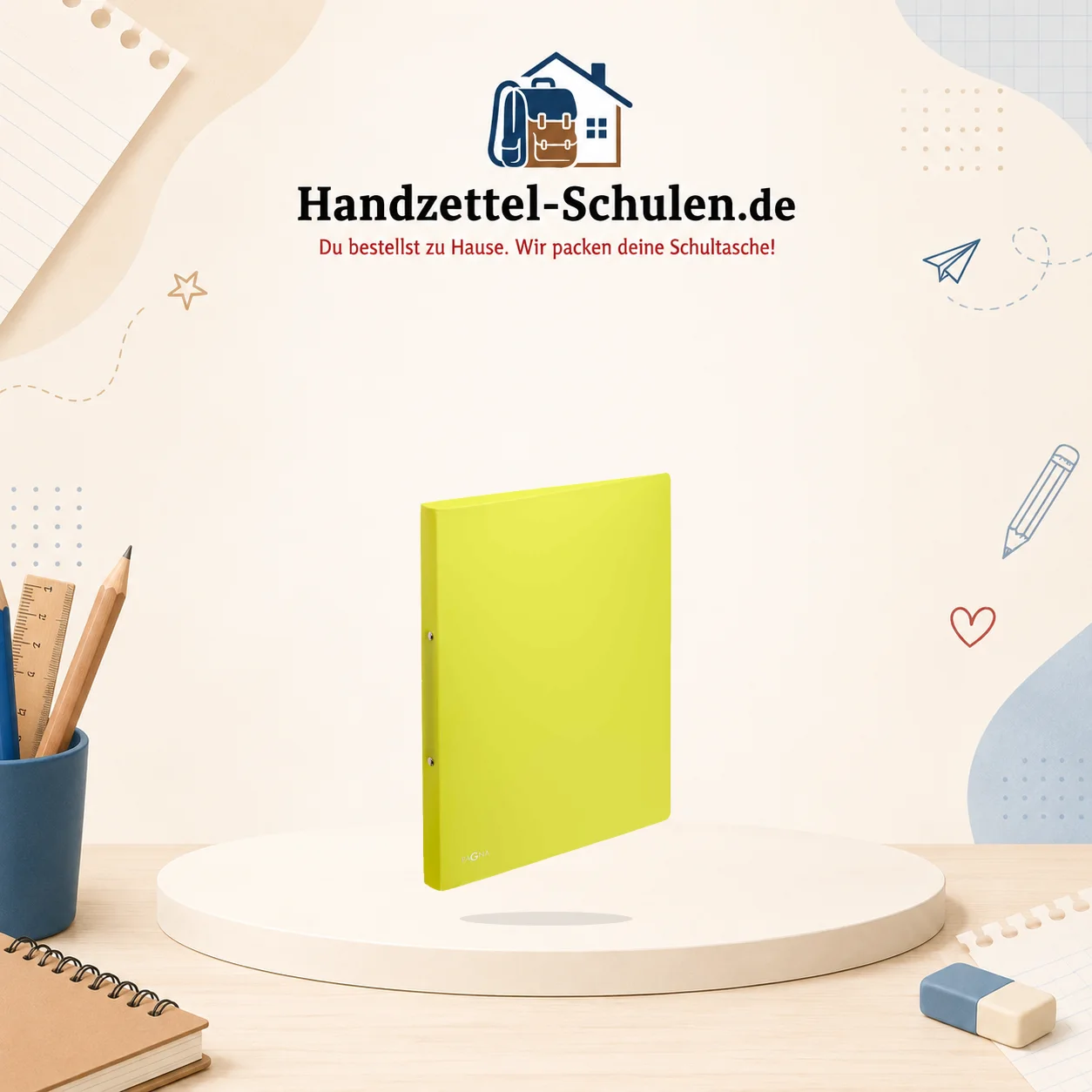 Ringhefter-lindgrün- schmal inkl.Niederhalter A4 als Schulmaterial für Schule und Unterricht