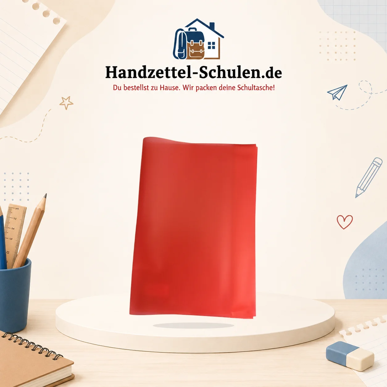 Umschlag A4 rot als Schulmaterial für Schule und Unterricht
