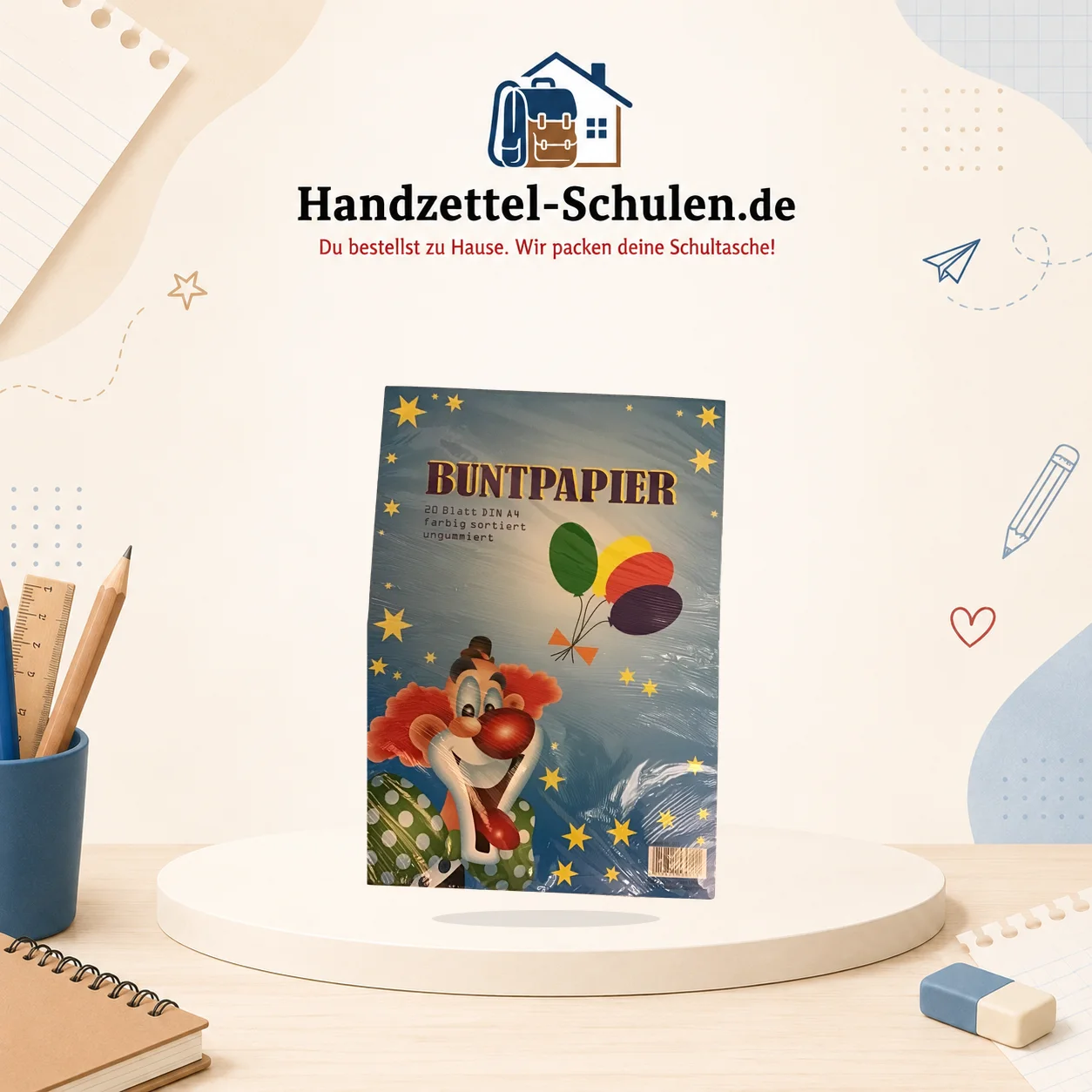 Buntpapier A4 Farbig sortiert als Schulmaterial für Schule und Unterricht