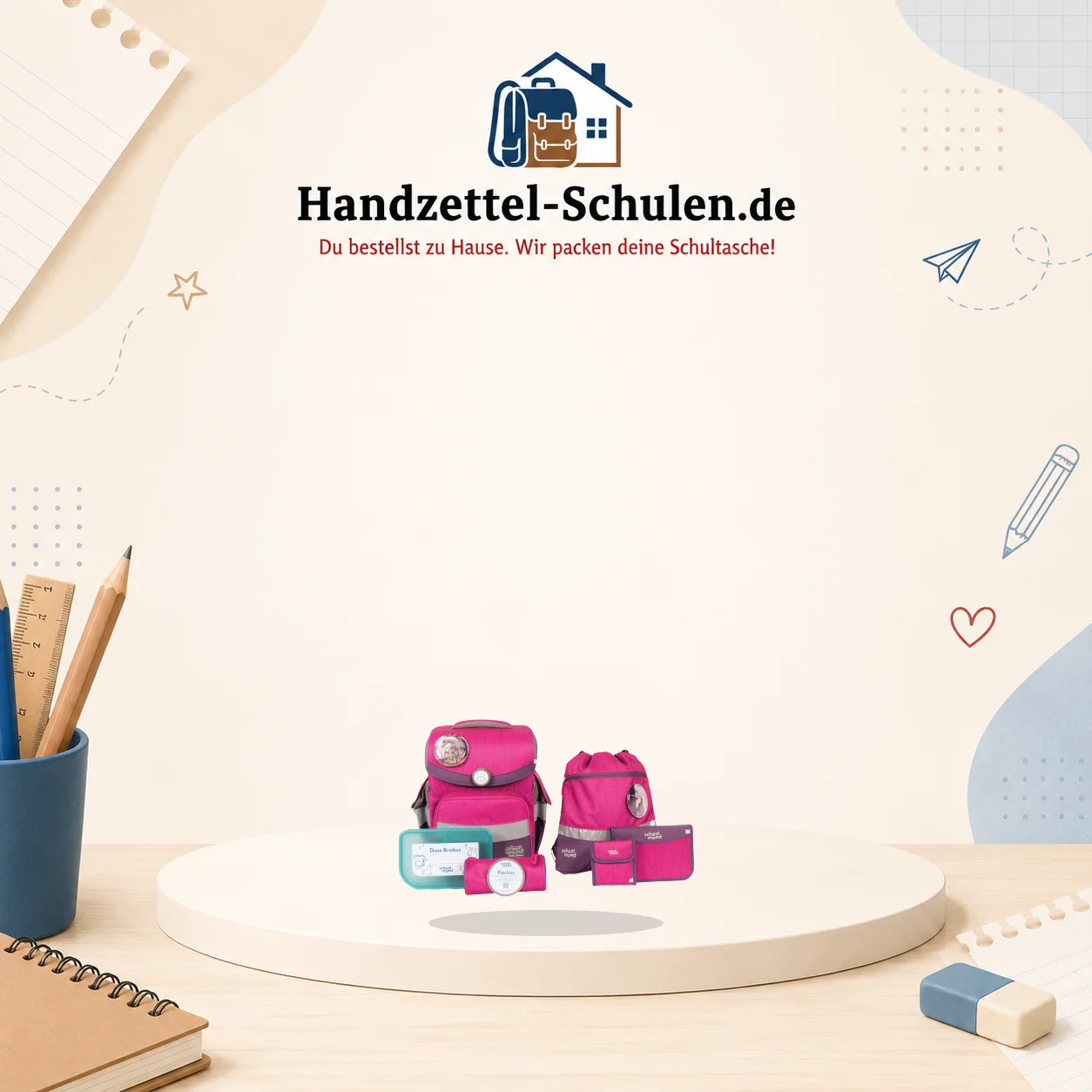 Schulranzenset School-mood Einhorn AKTION! 7 teilig Pink Timeless Air+3822 Luisa als Schulmaterial für Schule und Unterricht