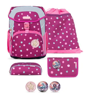 Schulranzenset Belmil MAXI pink 22 Liter Volumen , nur 820 g schwer , Set 5-teilig , Schüleretui ungefüllt als Schulmaterial…
